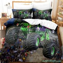 Personelity Monster Jam Bedding Set Single Twin Full Queen King Size Bed Set Aldult Kid Bedroom Duvetcover Sets Anime Bed Sheet EU Single 135*200cm/53x79in 3pcs black
