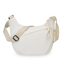 1Pc New Simple Commuter Messenger Bag Women's Large-capacity Simple Solid Color Shoulder Bag Student Class Casual Dumpling Bag white