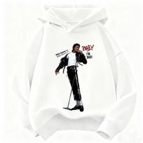 Kids Michael Jackson Print – Unisex Hooded Sweatshirt New Autumn/Winter 2026 Children's Warm Hoodie Retro Pop Icon Graphic Top 120 black