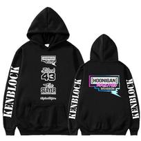 Ken Block 43 Hoody Grafinis raidžių spaudinys Su gobtuvu Estetiškas Gotikinis Vyriškas Moteriškas Džemperis Per dydį Vilnos viršus Madingas Streetwear XL black