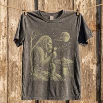 Bigfoot Blowing Dandelion Shirt, Peaceful Sasquatch Tee, Funny Woodland Cryptid Graphic Tshirt, Boho Nature Lover Hiker Gift For Men Women M black