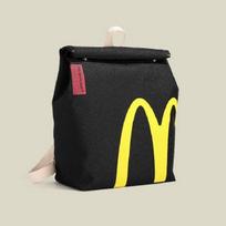 Mcdonalds raidžių spaudos medvilninis drobės kuprinė studentams, patvari, su vidine kišenė Black M 1