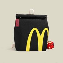Mcdonalds raidžių spaudos medvilninis drobės kuprinė studentams, patvari, su vidine kišenė Black M 3