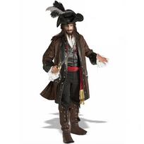 Helovino pirato kapitono kostiumas Karibų piratai Kapitonas Džekas Vyriškas karnavalo suaugusiųjų kostiumas l (one size fits all) black