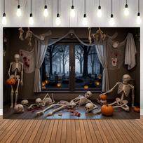 Scary Halloween Theme Photography Backdrop Horror Hospital Bloody Haunted House  Halloween Party Photo Background Decor Banner5 70.9x43.3inch/180*110cm