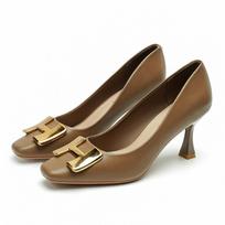 H Buckle Single Shoes Women's Shallow Mouth Stiletto High Heels Women's Professional Commuting Work Women's Shoes Korean Style Shoes Women 37 black