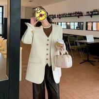 New Double-sided Wool Coat Mid-length Korean Style Loose Casual Fake Two-piece Woolen Coat M balta