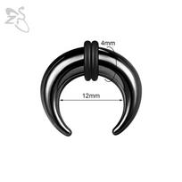 ZS 1 vnt. 1,2–10 mm storio Jaučio rago formos nerūdijančio plieno nosies žiedas Vyrams Didelio diametro auskarai Ausies prailgintojas Auskaras Septumo pirsingas Black-4X12MM