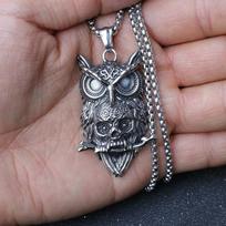 Tamsaus stiliaus pelėdos kaukolės vėrinys, nišinis retro meninis aprangos pakabukas, dovana mano vaikinui 3.2*6CM gray