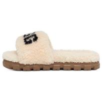 UGG Faux Fur Series Fabric Letter Print Thick Sole Slippers Women slippers Natural-White 1132891-NAT 39 beige