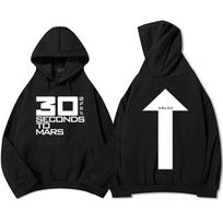 GRAŽI MELAGYNĖ 20-OSIOS METINĖS ROŽINĖ HOODIE THIRTY SECONDS TO MARS Grupės Grafiniai Megztiniai Rudens Medvilniniai Vyriški Puloveriai Unisex 3XL black