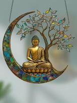 1PCS2D enchanting Buddha sun visor - dyed acrylic, perfect for home and garden decoration, religious spiritual gifts brown