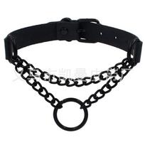Punk Style Dark Leather Round Ring Choker Necklace - Black Chain Clavicle Neckband ežero mėlyna spalva