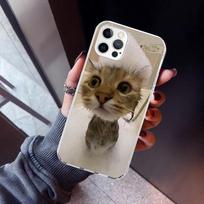 Juokingos katės memai telefono dėklas, skirtas iPhone 17 Air 11 13 Mini 14 15 Plus 16 12 Pro Max 16E SE 7 8, raštas, minkštas TPU galinis dangtelis 13 iPhone 14 gray