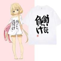 Anime Futaba Anzu Tas pats spaudinys Vyriški medvilniniai marškinėliai Kinų žodžiai Cosplay stiliaus marškinėliai Madingi vasariniai moteriški marškinėliai Unisex Streetwear XL juoda