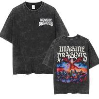 Imagine Dragons Grupė Loom Turo Naujo Albumo Marškinėliai Vyrams Moterims Madingi Hip Hop Stiliaus Retro Skalbti Marškinėliai Laisvi Trumpomis Rankovėmis L black
