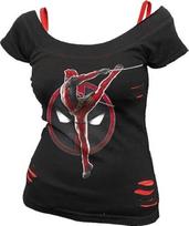 Marvel - DEADPOOL - MAXIMUM EFFORT (Female Black Sleeveless Tops) Small 3XL brown