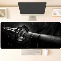 HYBXAXC Samurai Katana Sword Mouse Pad Black White Japanese Desk Mat Large NonSlip Gaming Mousepad for Gamer 400X800X2MM black