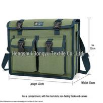 Durable Multi-Functional Canvas Tool Bag for Carpenters and Electricians - Large Capacity, Thickened, Wear-Resistant, Old-Fashioned Design black