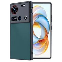Ultra-thin Plain Skin Leather Phone Case For ZTE nubia Z70 Ultra žalia