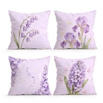 4Pcs Light Purple Floral Butterfly Print Single-Sided Cushion Cover For Living Room Bedroom Car Home Decor Peach skin 18*18(CM)-1Pcs gray