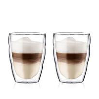 Bodum Pavina Double Wall Glass Tumbler 250ml 1pc Insulated Heat-Resistant Borosilicate Glass Cup for Hot & Cold Drinks Microwave Safe 4558-10J-1 300350ml white