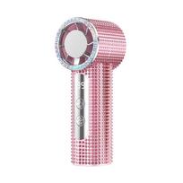 Sparkling Mini Cooling Fan 199 Gears Turbo High Speed Fan Stylish Rhinestone Handheld Fan  Summer rožinė