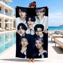 Colorful kpop Gathering Beach Towel, Microfiber Beach Towel, Perfect For Pool, Beach, Travel, Home Decor Beach Party Fan gifts 70cmx140cm(27x55inch) gray