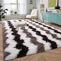 Plush Wave Pattern Carpet Living Room Bedroom Bedside Rug Soft Warm Three Colours Patchwork Home Decor Carpet 120X160CM(3.9X5.3FTT gray