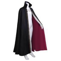 Vampyrų Lordo Apsiausto Cosplay Kostiumas, Helovino Siaubo vakarėlio Apsiaustas, Suaugusiųjų Gotikinis Apsiaustas su Apykakle 120 juoda