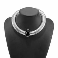 Metalinė Grandinėlė Storas Chokeris Vintažinis Storas Grandinės Karoliai Gyvatės Kaulo Grandinės Karoliai Dovana Style 2 gray