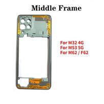 For Samsung M32 M53 M62 F62 Middle Frame Housing Bezel Plate With Side Button Repair Parts M62 F62 Blue