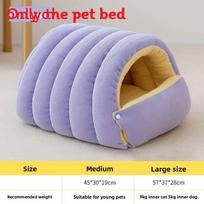 Dog And Cat Warm Enclosed Pet House With Washable Polyester Fabric For Cold Seasons Purple,M