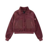 Retro autumn and winter oo lamb wool short casual warm cotton-padded jacket zipper jacket L black