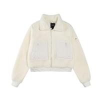 Retro autumn and winter oo lamb wool short casual warm cotton-padded jacket zipper jacket S white