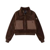 Retro autumn and winter oo lamb wool short casual warm cotton-padded jacket zipper jacket M