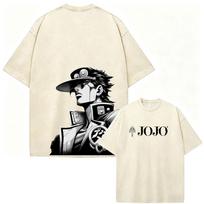 Japanese Anime Jojo Bizarre Adventure STEEL BALL RUN Vintage Washed T Shirt Men's Women Clothing Casual Short Sleeves T-shirts 2XL white