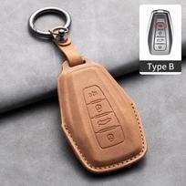 Odinė automobilio nuotolinio valdymo pultelio dėklas-dangtelis Geely, Geely Coolray X6 X7 EX7 Emgrand Global Hawk GX7 Kulrey GT GC9 Atlas Boyue NL3 brown