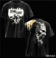 Dying Light Išplėstiniai marškinėliai 2026 Naujas modelis Asmeniški drabužiai marškinėliai Vintažiniai Laisvi Visų metų drabužiai Trumpas Poroms Klasikiniai marškinėliai M black