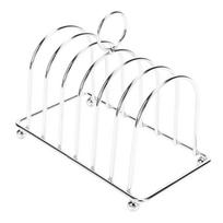Toast Rack Stainless Steel 6 Slices Vintage British Bread Loaf Grid Cooling Station for Kitchen Restaurant Serving white