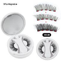 5 Magnets Glue Free Magnetic Lashes 3D Fluffy Faux Mink False Eyelashes With Mirror Case & Applicator white