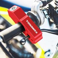 Motorcycle Handlebar Lock Grip - Heavy Duty Anti-Theft Locking Device for Handlebar & Throttle - Ultimate Security for Scooters, ATVs, Electric A) Red red