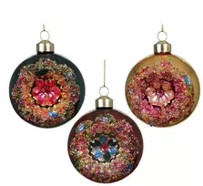 Nežinomas Kalėdų eglutės žaisliukas Decoris Vintage. raudona/geltona/žalia. stiklas
