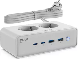 Voomy maitinimo ilgintuvas su 4 USB jungtimis, 65 W, 2 m, 2 lizdais, S20