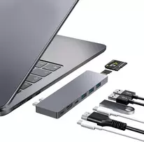 ZanBix USB-C šakotuvas MacBook su Thunderbolt 4, HDMI 4K ir 100 W PD 9820-GRY