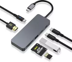 ZanBix USB-C šakotuvas 7 viename su 4K HDMI, 100 W PD ir USB-C 3.2 HYD-9822G