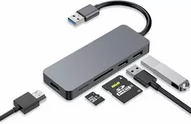 ZanBix USB-A šakotuvas su HDMI, SD ir MicroSD kortelių skaitytuvu HYD-9859H