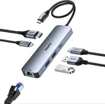 BENFEI USB-C šakotuvas 6 viename su HDMI 4K 60 Hz, 100 W įkrovimu ir Gigabit Ethernet BNF-USBC-0379G