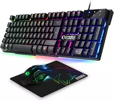 Klaviatūra EMPIRE GAMING žaidimų klaviatūros, pelės ir kilimėlio rinkinys RGB AZERTY 2400 DPI OE-KM-158