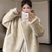 Winter new stand-up collar thickened imitation mink plush fur coat women's short plush fur coat XL gray